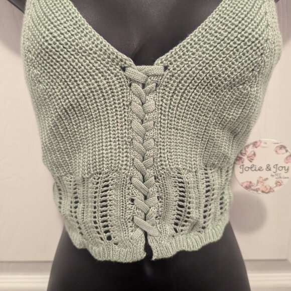 NWT Jolie & Joy sage green knit crop top - S - Picture 3 of 5